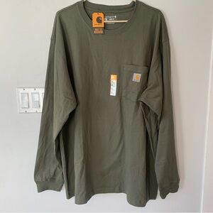 New Carhartt Men's Green Mens XL Loose Long Sleeve Tee Pocket XLarge Heavyweight